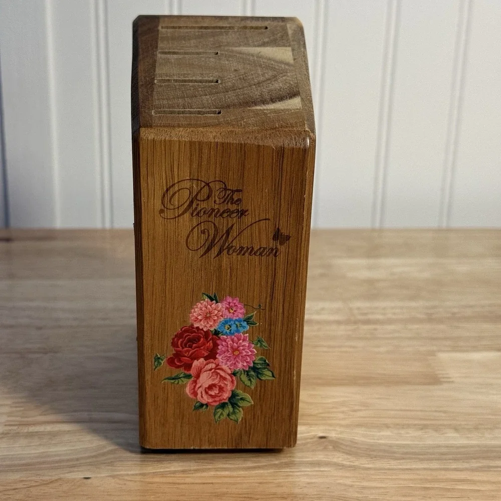 The Pioneer Woman Wooden Knife Block Kitchen Counter Storage Holder 4 Slot